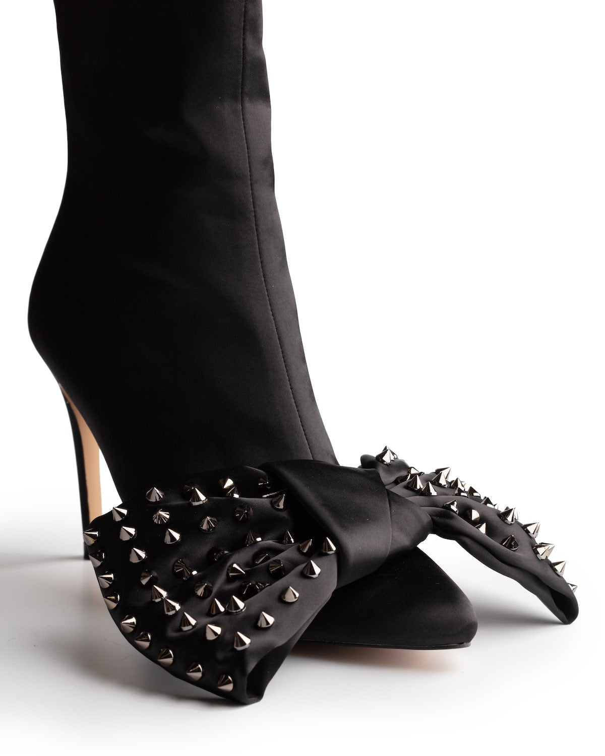 ICCONIC BOOT BLACK STUDDED SATIN