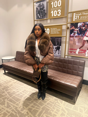 Jessica Crop Faux Fur-Brown