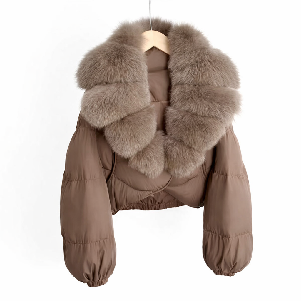 Jessica Crop Faux Fur-Brown