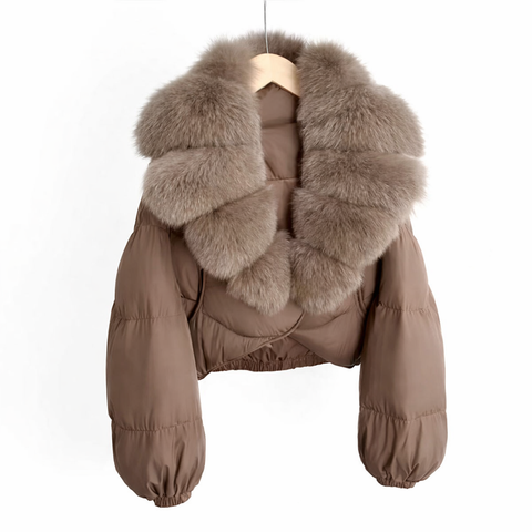 Jessica Crop Faux Fur-Brown