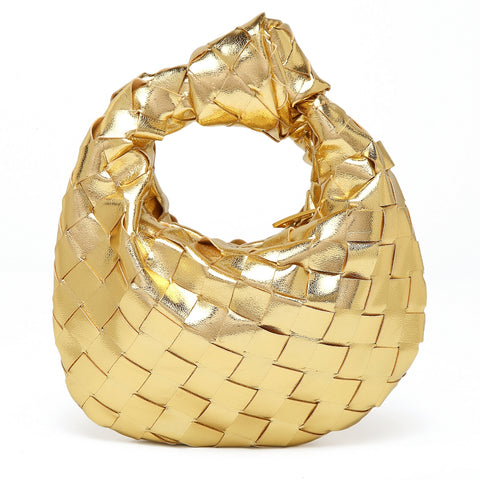 Mini metallic knot woven bag