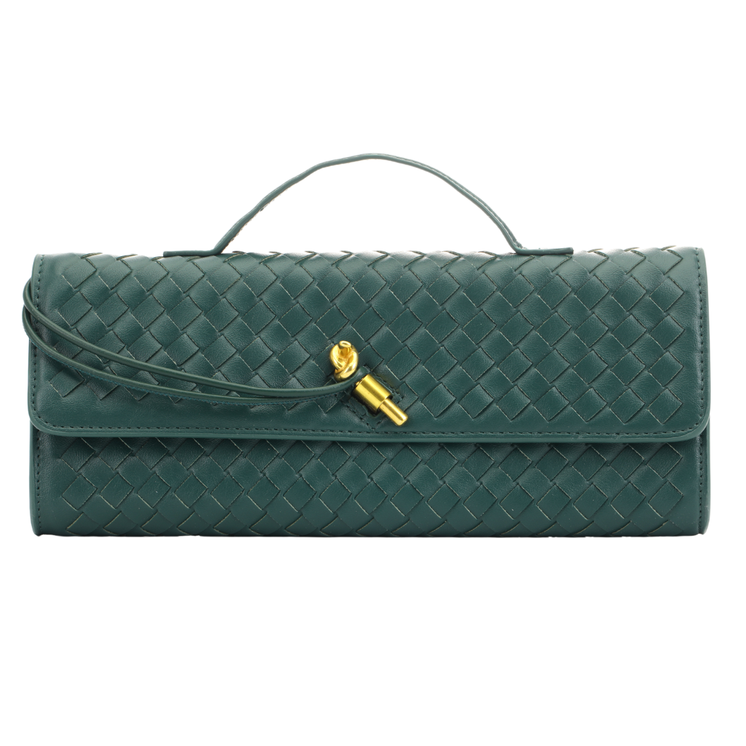 Wooven Handbag Clutch-Green